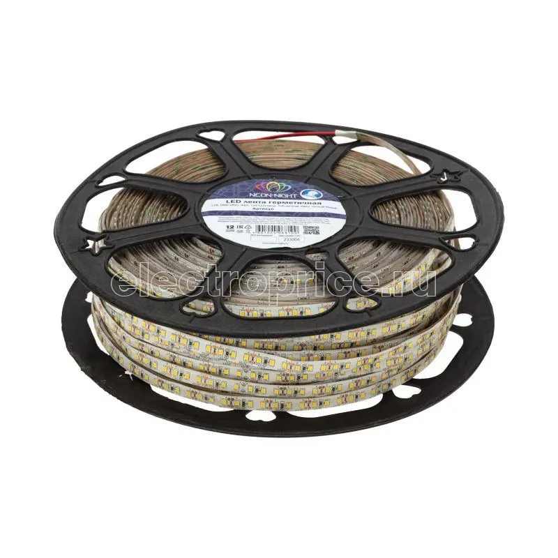 Фото Лента светодиодная SMD2835 120LED/м 10мм 12В IP65 силикон тепл. бел. (уп.100м) Lamper 141-368