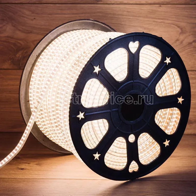 Фото Лента светодиодная SMD3014 6.5x15мм 240LED/м 220В IP67 тепл. бел. (уп.100м) Neon-Night 142-804