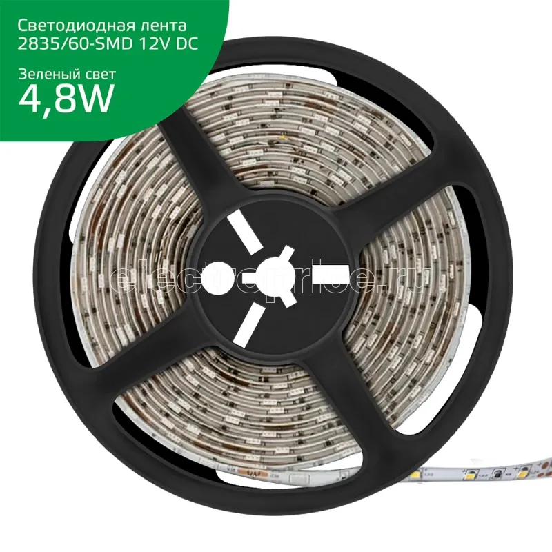 Фото Лента светодиодная Elementary 4.8Вт/м 60LED/м зел. IP20 12В DC (уп.5м) GAUSS 355000605