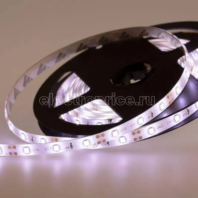 Фото Лента светодиодная SMD3528 бел. 4.8Вт/м 60LED/м 12В IP65 (уп.5м) Lamper 141-355