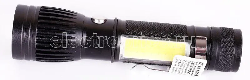 Фото Фонарь аккумуляторный LED51522 2LED 3Вт фокус 4 режима USB аккум. 4В черн. (бокс) Ultraflash 14663