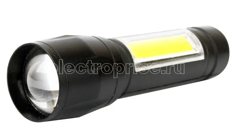 Фото Фонарь аккумуляторный E1337 XPE + COB LED 3Вт 3 режима аккум. 3.7В черн. (бокс) Ultraflash 14269