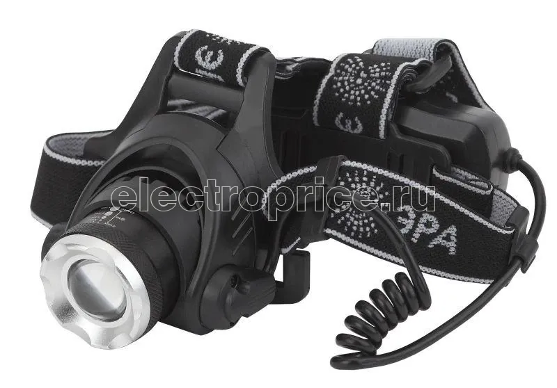 Фото Фонарь аккумуляторный налобный GA-805 CREE 5Вт регулир. фокус литиевый аккум. 2.5А.ч алюм. USB пластик. (кор.) Эра Б0039625