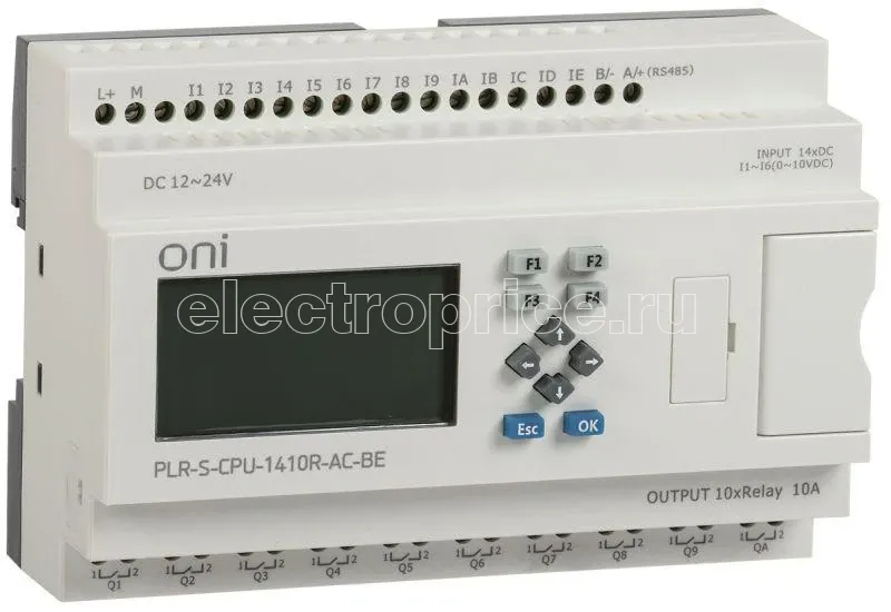 Фото Реле логическое PLR-S. CPU1410(R) 220В AC с экраном ONI PLR-S-CPU-1410R-AC-BE