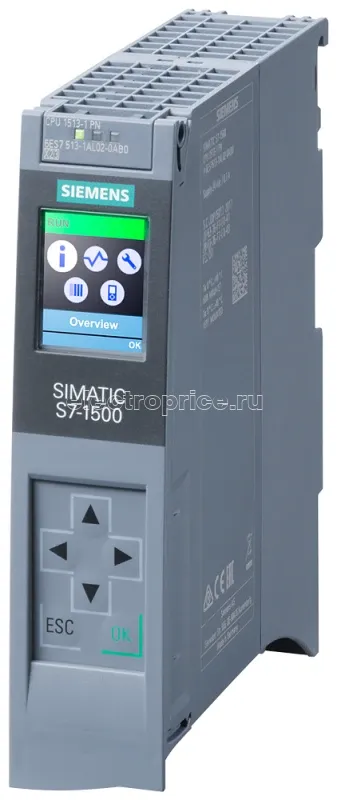 Фото Процессор SIMATIC S7-1500 CPU 1513-1 PN рабочая память 300кБ для программы и 1.5МБ для данных 1 интерфейс - PROFINET IRT с 2х-портовым коммутатором 40нс на битовую операцию (необходима карта памяти SIM) Siemens 6ES75131AL020AB0