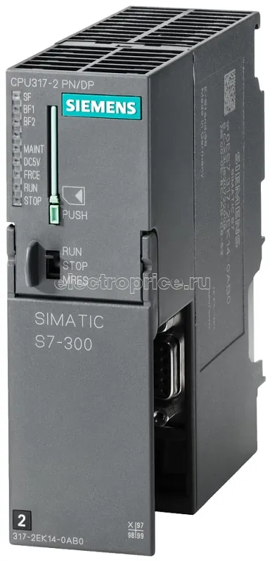 Фото Процессор ЦПУ CPU SIMATIC S7-300 317-2 PN/DP интерфейс MPI/DP 12 Мбит/с с 2х портовым коммутатором Siemens 6ES73172EK140AB0