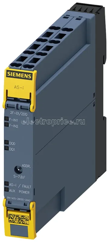 Фото Модуль ASIsafe SlimLine Compact SC17.5F digital safety 2 Оу-ЦВх/2 ЦВых IP20 2х вход для механических датчиков 2х стандартный выход 24В DC с возможностью переключения пружинные клеммы установочн. ширина 175мм Siemens 3RK14052BG002AA2