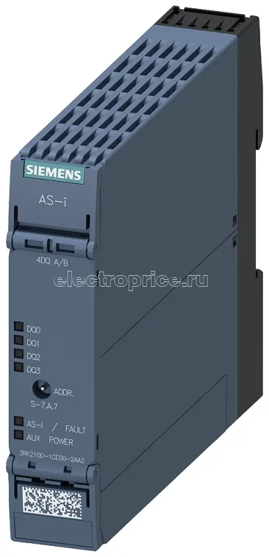 Фото Модуль AS-i SlimLine Compact SC22.5 цифровой A/B-подчиненный компонент 4 ЦВых IP20 4х выход 2А 24В DC макс. 4А на все выходы винтовые клеммы установочн. ширина 225мм Siemens 3RK21001CE002AA2