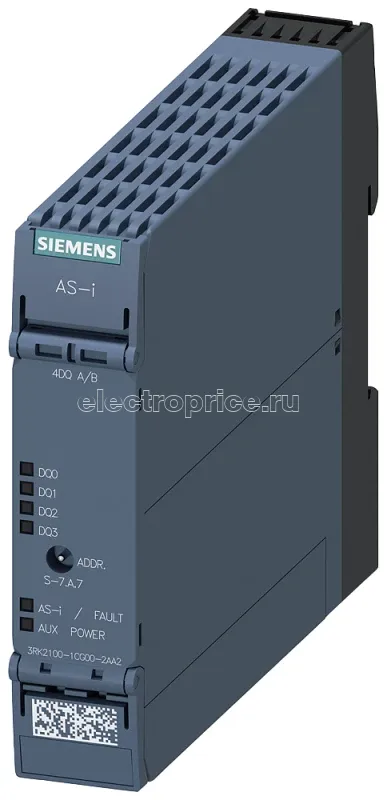 Фото Модуль AS-i SlimLine Compact SC22.5 цифровой A/B-подчиненный компонент 4 ЦВых IP20 4х выход 2А 24В DC макс. 4А на все выходы пружинные клеммы установочн. ширина 225мм Siemens 3RK21001CG002AA2