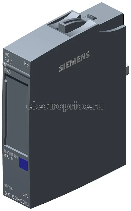 Фото Модуль выходной аналоговый SIMATIC ET 200SP AQ 4XU/I стандарт фиты К BU-TYPE A0 A1 цветов. код CC00 диагн. канала 16BIT +/-0.3% Siemens 6ES71356HB000DA1