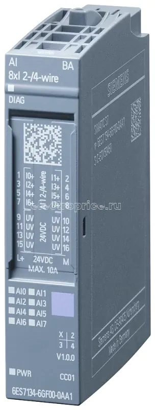 Фото Модуль аналогового ввода SIMATIC ET 200SP AI 8XI 2-/4-WIRE BASIC Siemens 6ES71346GF000AA1