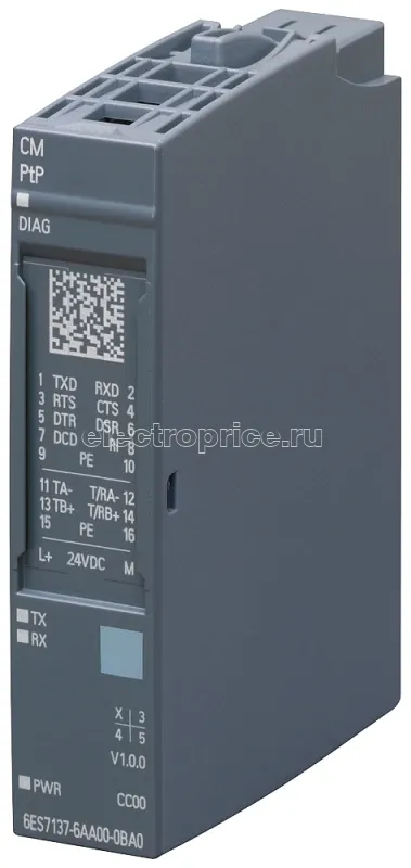 Фото Модуль коммуникационный для послед. подключ. RS-422 SIMATIC ET 200SP CM PTP RS-485 и RS-232 freeport 3964 (R) USS Siemens 6ES71376AA010BA0