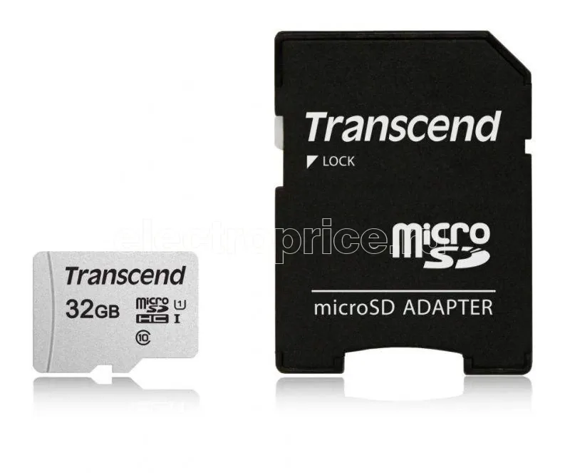 Фото Флеш-карта microSDHC 32Гбайт Class10 TS32GUSD300S-A + adapter Transcend 1101941