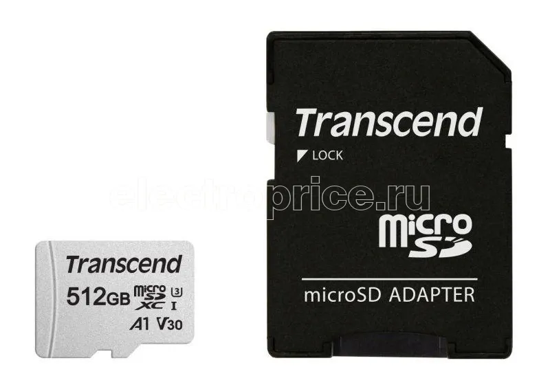 Фото Флеш-карта microSDXC 512Гбайт Class10 TS512GUSD300S-A 300S + adapter Transcend 1419890