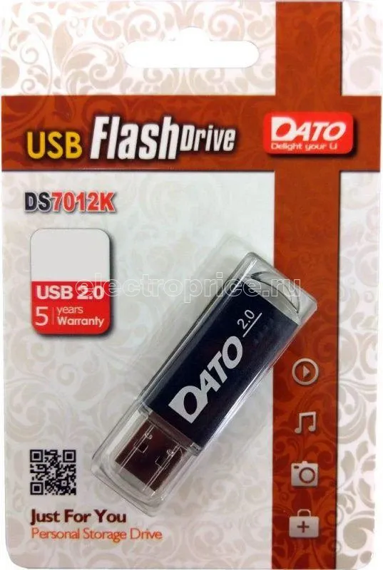 Фото Флеш-диск Dato 16Гбайт DS7012 DS7012K-16G USB2.0 черн. DATO 1112095