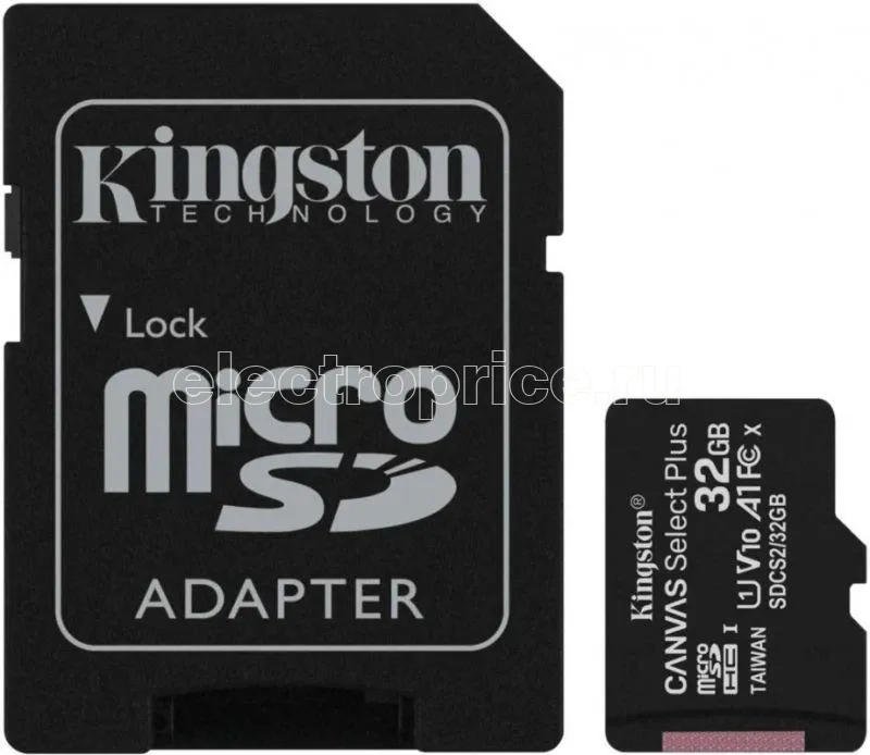 Фото Флеш-карта microSDHC 32Гбайт Class10 SDCS2/32Гбайт Canvas Select Plus + adapter KINGSTON 1207228