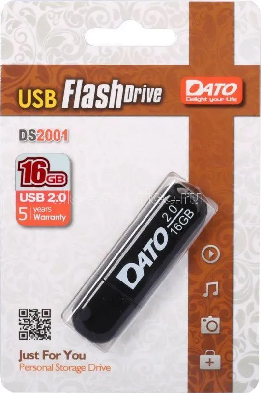 Фото Флеш-диск Dato 16Гбайт DS2001 DS2001-16G USB2.0 черн. DATO 1119636