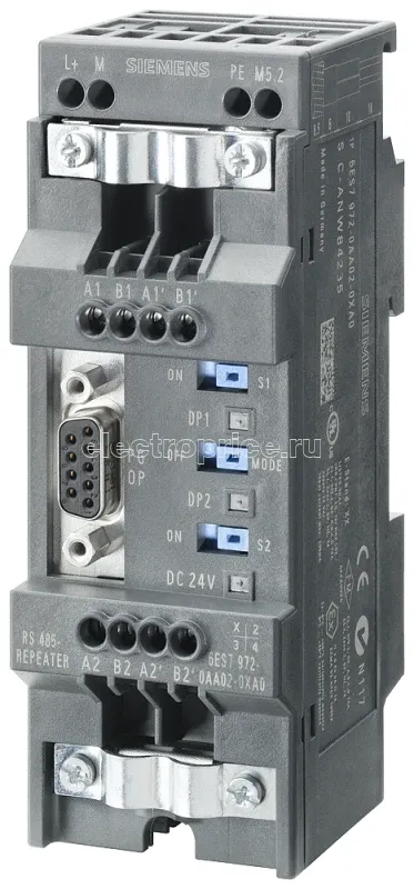 Фото Повторитель для подкл. шинной системы PROFIBUS SIMATIC DP RS485 Siemens 6ES79720AA020XA0