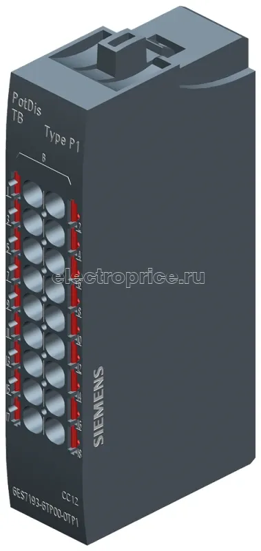 Фото Модуль распределения потенциалов SIMATIC ET 200SP клеммный блок PotDis PotDis-TB-P1-R 18x втычных (Push-In) клемм для P1 Siemens 6ES71936TP000TP1