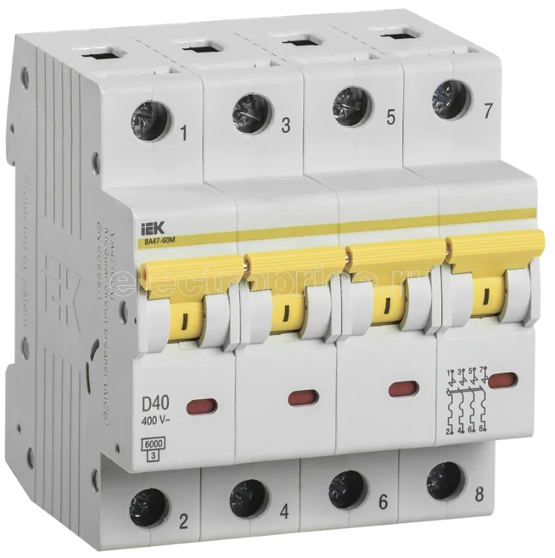 Фото Автоматический выключатель 40А 4P D 6кА MVA31-4-040-D IEK BA47-60M