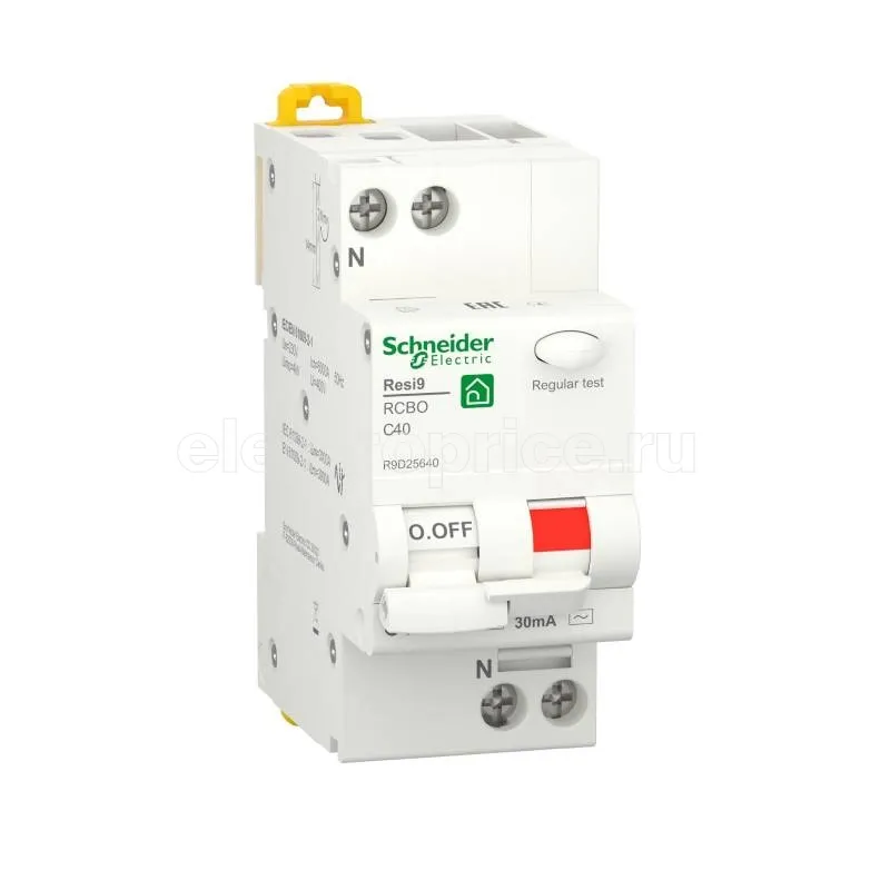 Фото Дифф. автомат 40А 2P 30мА AC R9D25640 Schneider Electric Resi9 (АВДТ)