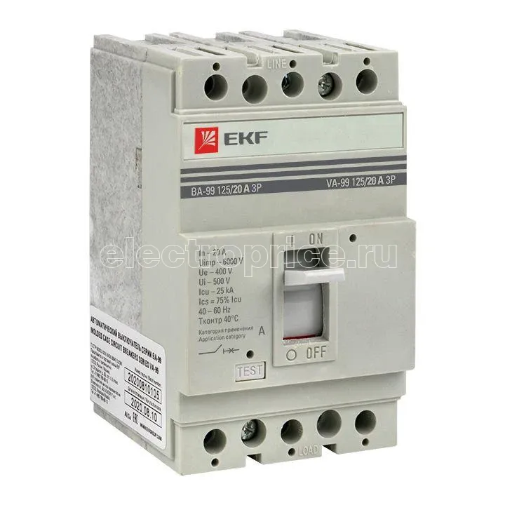Фото Выключатель автоматический 3п 125/20А 25кА ВА-99 PROxima EKF mccb99-125-20