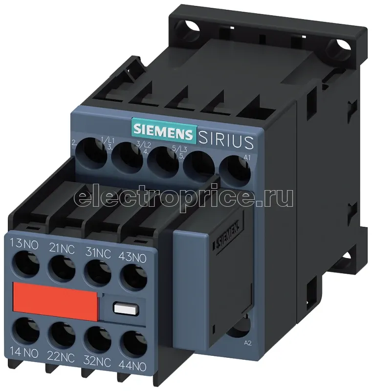 Фото Контактор 3п AC-3 7.5кВт/400В блок-контакты 2НО+2НЗ ном. напряжение управления 230В АС 50/60Гц с варистором типоразмер S00 винтовые клеммы встроенный блок-контакт (для применений SUVA) Siemens 3RT20181CP043MA0