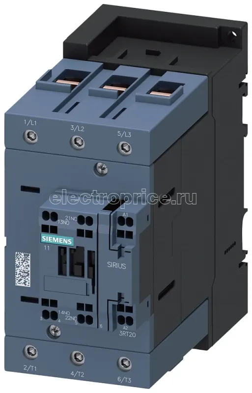 Фото Контактор 3п для жд 37кВт/АС3/400В типоразмер S3 блок-контакты 1НО+1НЗ ном. напряжение управления 24В DC диапазон настройки 0.7…1.25 US интегрир. варистор клеммы главной цепи-винтовые клеммы вспом. цепей-пружинные Siemens 3RT20453XB400LA2