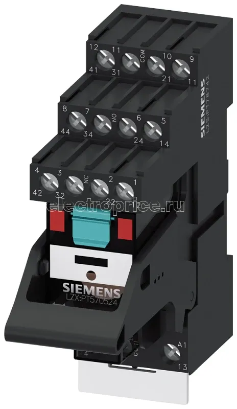 Фото Реле втычное комплектное AC 115В 4п контакта светодиод красн. цоколь с логическим разделением винтовые клеммы 3.5мм закрепление Siemens LZS:PT5B5S15