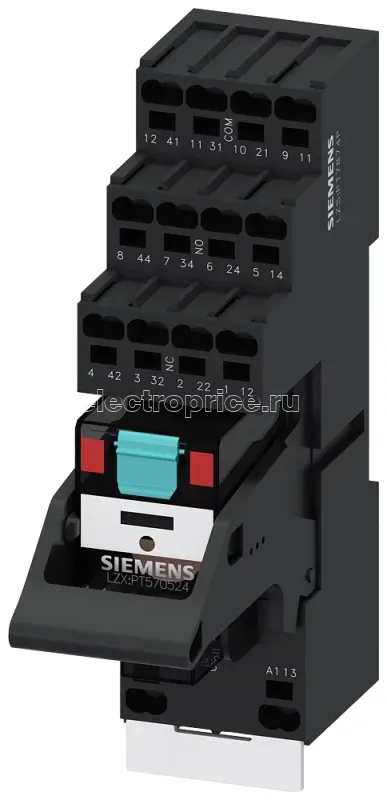 Фото Реле втычное компактное 24В AC 4п контакта светодиод красн. цоколь с логическим разделением втычные клеммы вставной Siemens LZS:PT5D5R24