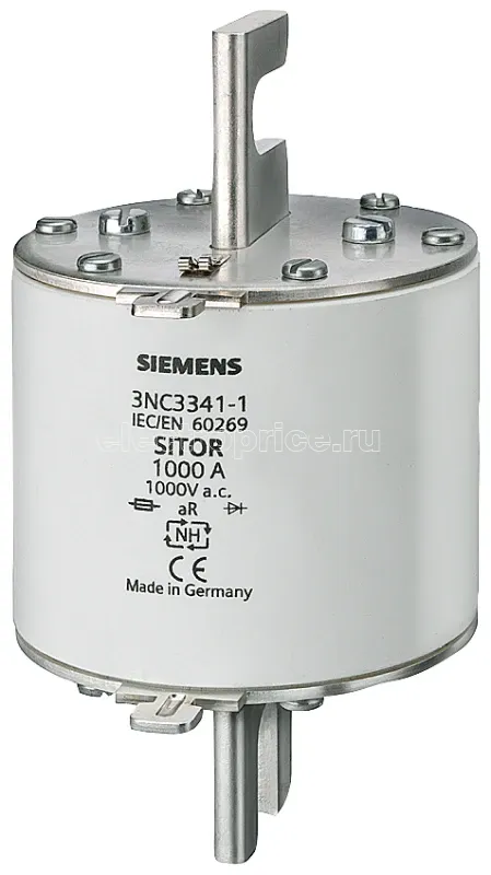 Фото Вставка плавкая SITOR для для п/п защиты 500А AR 1250В A.C. MBC=6XIN ТР 3 с щелевыми контактными ножами Siemens 3NC34341U