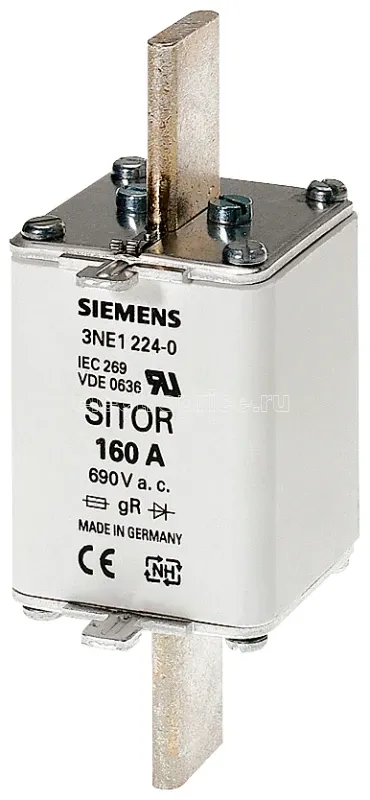 Фото Вставка плавкая SITOR категория GR DIN 43620 160А AC 690В (типоразмер 1) Siemens 3NE12240