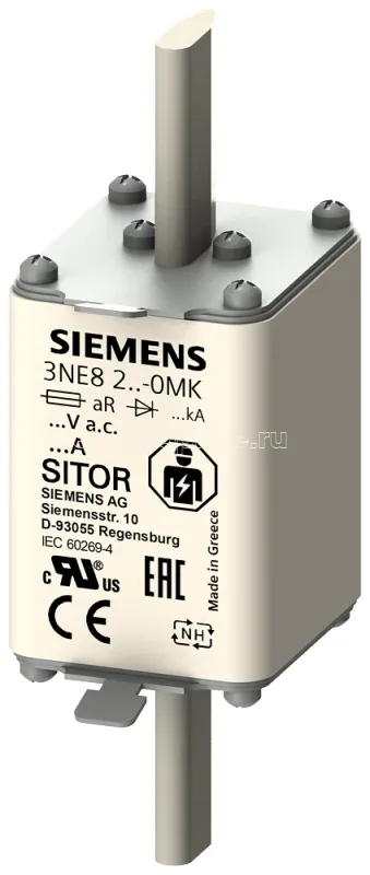 Фото Предохранитель SITOR для п/п защиты 250А AR 690В AC/440В DC Siemens 3NE82270MK