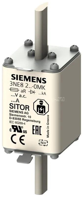 Фото Предохранитель SITOR для п/п защиты 160А AR 690В AC/440В DC Siemens 3NE82240MK