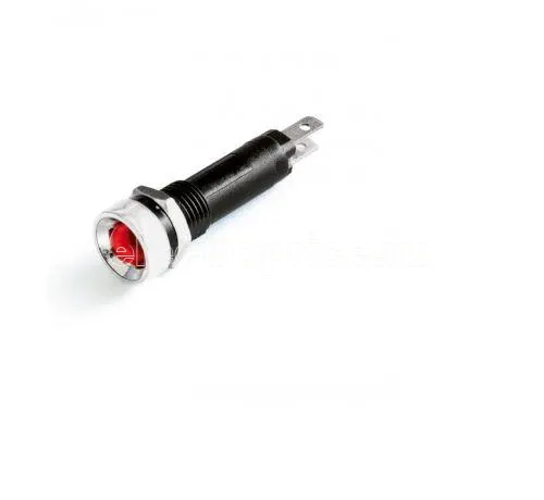 Фото Индикатор мини штекерное подкл. уст. размер 8/10 круг. внутр. рассеив. красн. 28В моргающий DKC AV2F01CR28BL