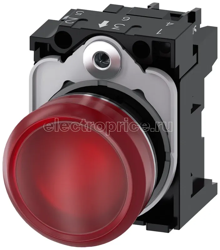 Фото Устройство комплексное круглое индикатор с концентрическими кольцами встроенный светодиод 24В UC красн. с держателем Siemens 3SU11526AA201AA0