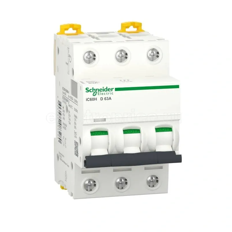 Фото Автоматический выключатель 63А 3P D 10кА A9F85363 Schneider Electric iC60H