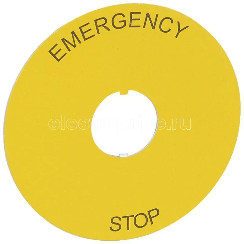 Фото Этикетка круглая 80мм надпись "EMERGENCY STOP" желт. Osmoz Leg 024179