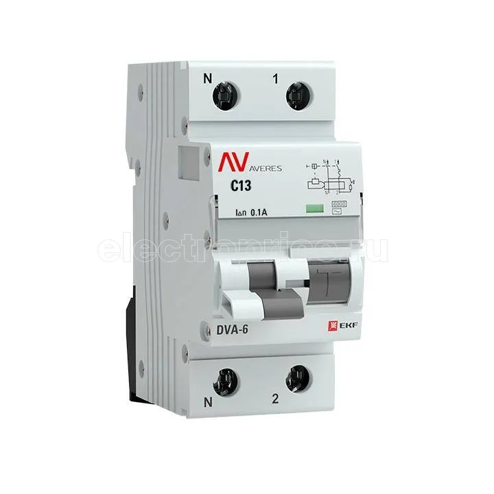 Фото Дифф. автомат 13А 2P 100мА AC rcbo6-1pn-13C-100-ac-av EKF Диф.автомат DVA-6 до 63А EKF AVERES