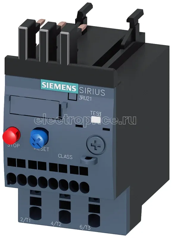 Фото Реле перегрузки 0.90...1.25А для защиты электродвигателя типоразмер S00 класс 10 для монтажа на контактор главная цепь: пруж. клеммы вспом. цепь: пруж. клеммы сброс: ручной-авто Siemens 3RU21160KC0