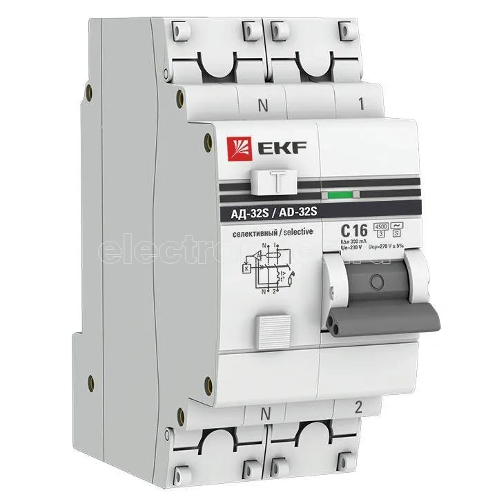 Фото Дифф. автомат 16А 2P 300мА AC DA32-16-300S-pro EKF Диф.автомат АД-32 до 63А EKF PROxima