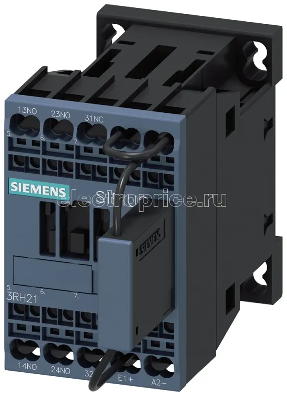 Фото Контактор вспомогательный для применения на ж/д 2NO+1NC DC 72В 07.. .125 US варистор интегрированный 3п типоразмер S00 подпружиненный зажим Siemens 3RH21222LJ800LA0