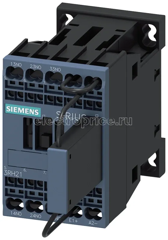 Фото Контактор вспомогательный для применения на ж/д 3NO DC 110В 0.7.. 1.25 US варистор интегрированный диод-подавитель типоразмер S00 подпружиненный зажим Siemens 3RH21312KF400LA0