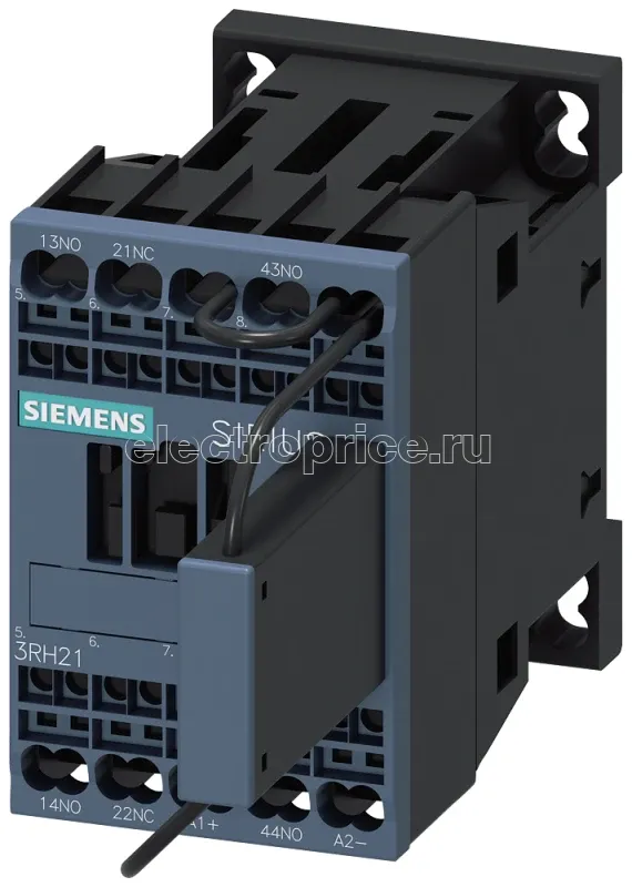 Фото Контактор вспомогательный согласующий 2NO+1NC DC 125В 0.7..1.25US варистор интегрированный типоразмер S00 подпружиненный зажим монтаж (20g) Siemens 3RH21222KG400LA4