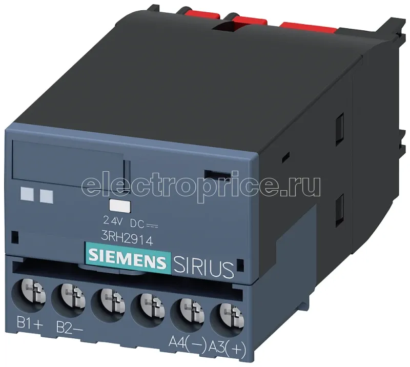 Фото Элемент связи для лицевой установки на AC DC AC/DC контакторы 3RT2 S00-S3 24В DC управление винтовой зажим Siemens 3RH29141GP11