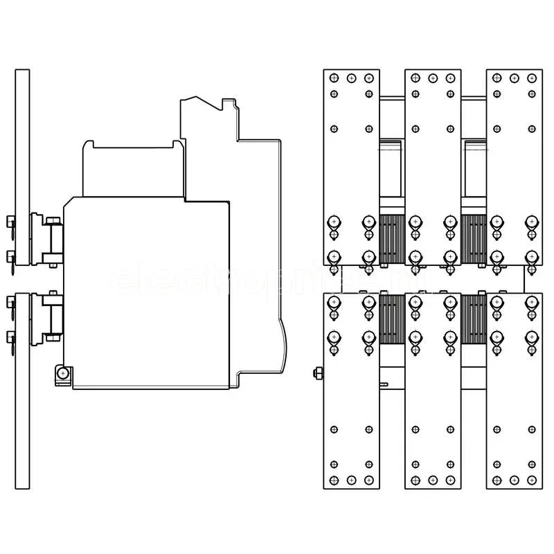 Фото Комплект шин и контактов (шаг 116.5мм) для передн. подкл. стационарного Протон 25 (комплект из трех) Контактор 7007170